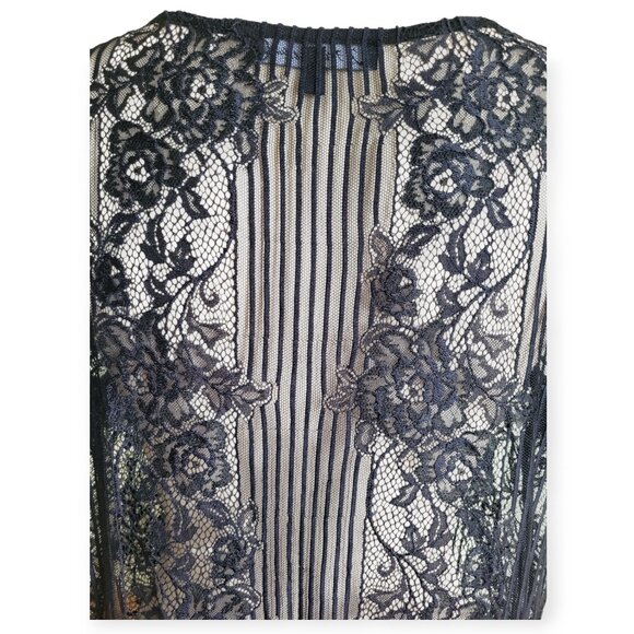 For Love and Lemons Black Semi-Sheer Lace Overlay Top Size L - Picture 7 of 11